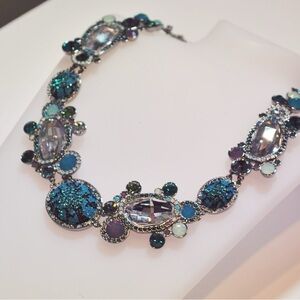 Authentic Rare Swarovski Blue Multicolor Statement Necklace.